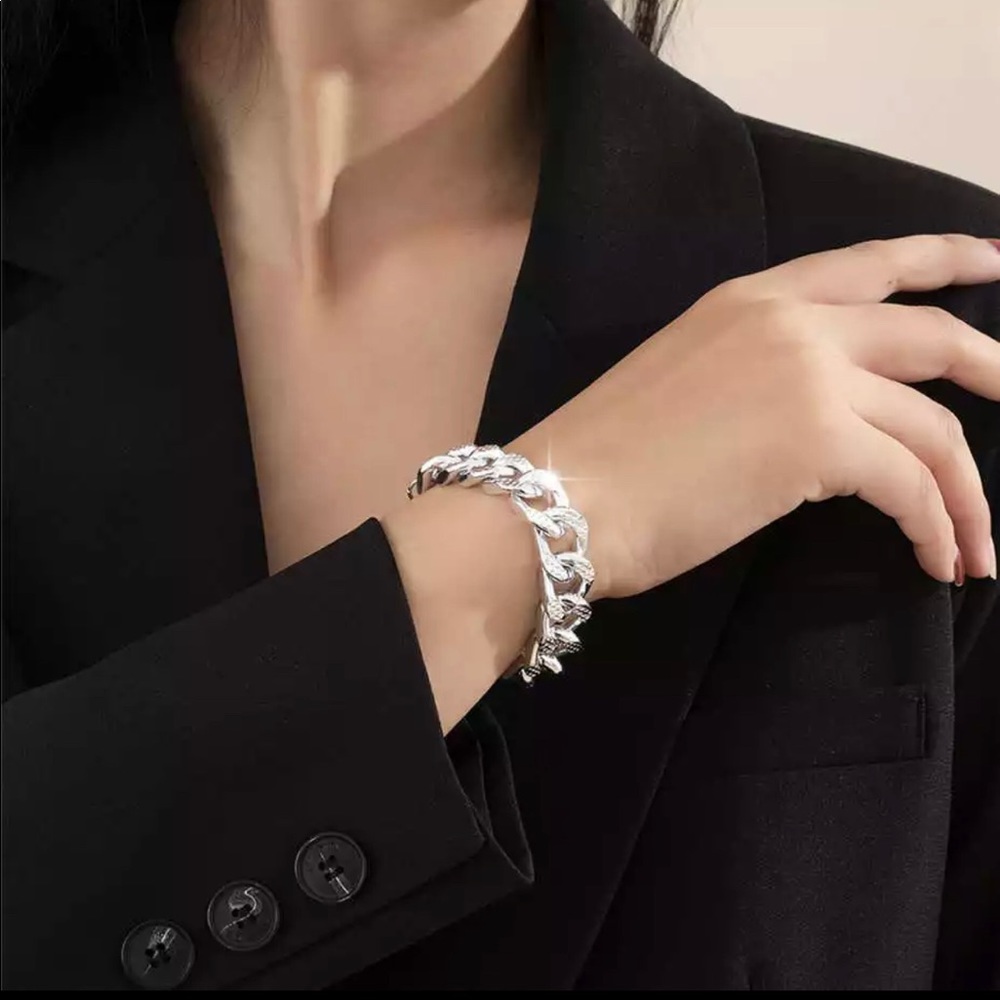 Silver Miami Cuban Aluminum Chain Bracelet